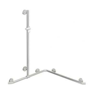 HEWI Shower Grab Rail with Vertical Support Bar and Shower Head Holder | WARM TOUCH